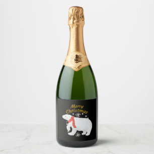 Christmas Bear Sparkling Wine Label