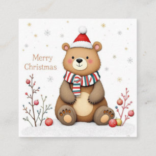 Christmas Bear Square Business Card