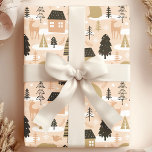 Christmas Bear Village Pink Black Gold Modern Wrapping Paper<br><div class="desc">Christmas Bear Village Pink Black Gold Modern Wrapping Paper. Beautiful pink black and gold modern holiday design with bears,  village houses,  and christmas trees. Perfect for xmas and the holidays.</div>