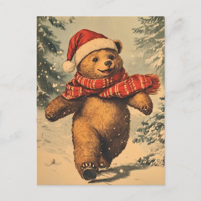 Christmas Bear vintage  Postcard (Front)