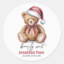Christmas Bear Watercolor Bearly Wait Baby Shower