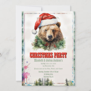 Christmas Bear Watercolor Invitation