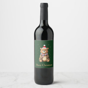 Christmas Bear Wine Label