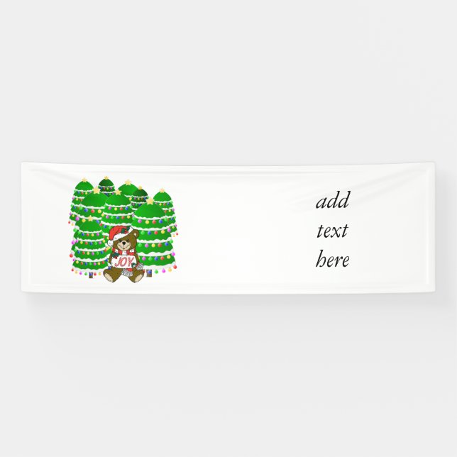Christmas Bear with JOY Sign and ChristmasTrees (Horizontal)