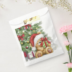 Christmas Bear with Present and Tree Decoration Favour Bag