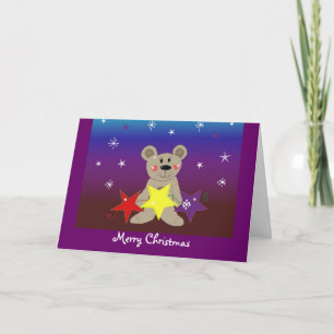 Christmas Bear with Stars Holiday Card
