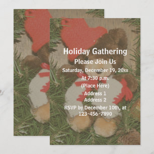 Christmas Bear Wreath Holiday Party  Invitation