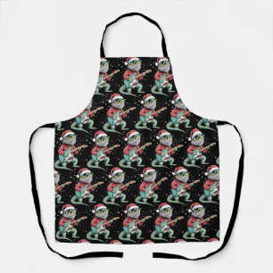 Christmas Bearded Dragon Playing Guitar Musician Apron