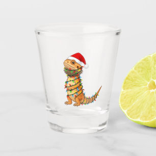 Christmas Bearded Dragon Pogona Vitticeps Santa Shot Glass