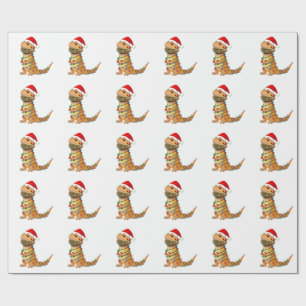 Christmas Bearded Dragon Pogona Vitticeps Santa Wrapping Paper