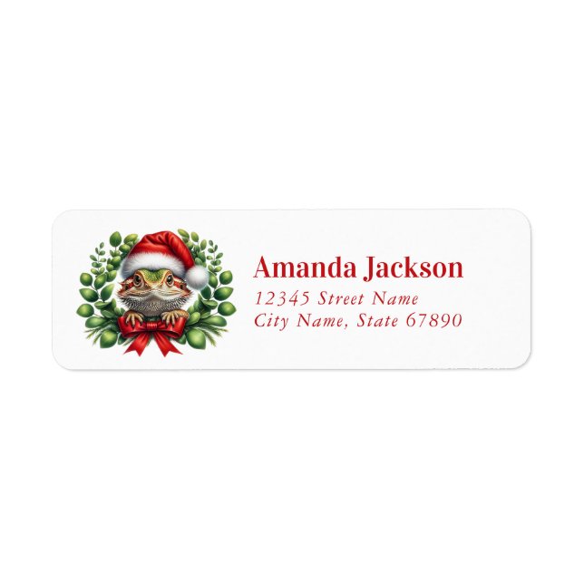 Christmas Bearded Dragon Return Address Labels (Front)