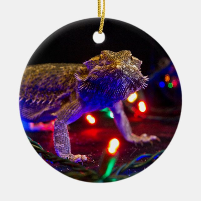 Christmas Beardie Ceramic Ornament (Front)