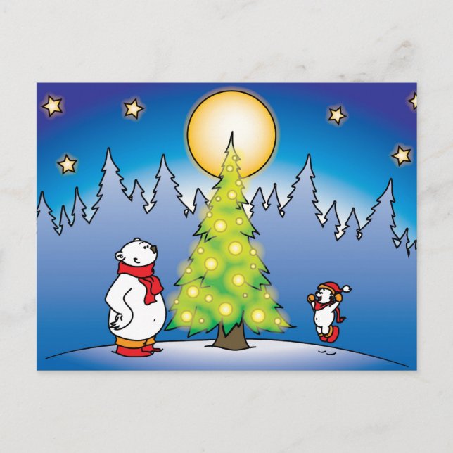 Christmas Bears Holiday Postcard (Front)