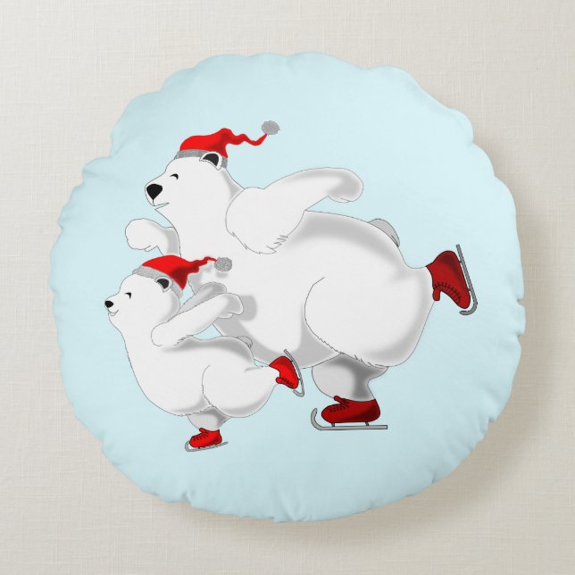 Christmas Bears Round Pillow (Front)