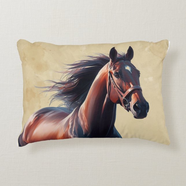 Christmas Beautiful Brown Horse  Decorative Cushion (Front)