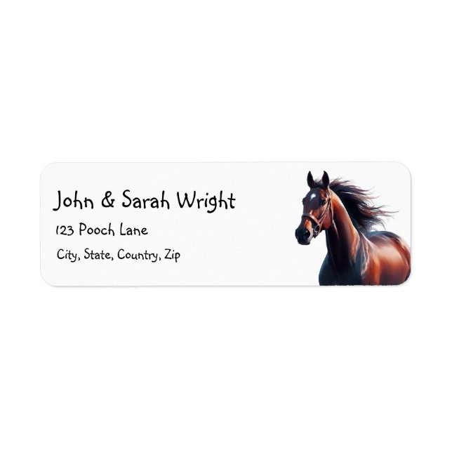 Christmas Beautiful Brown Horse & Wreath Return Address Label (Front)