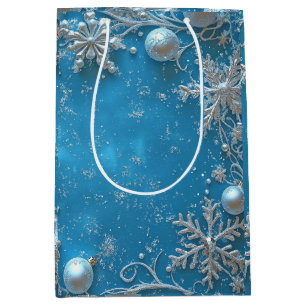 Christmas Beautiful Glitter Snowflakes Ornaments Medium Gift Bag