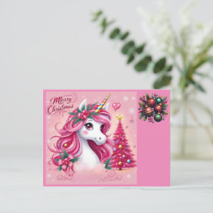  Christmas Beautiful Unicorn  Postcard