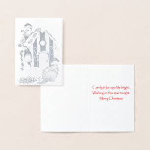 Christmas Beaver Chalet Decorated Fancy Foil Card