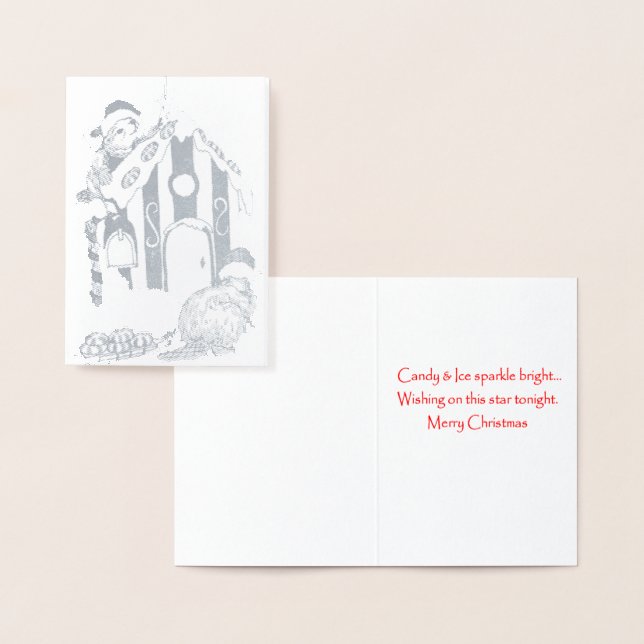 Christmas Beaver Chalet Decorated Fancy Foil Card (Display)