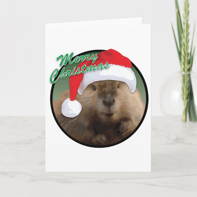 Christmas Beaver - Greeting Card, Standard Holiday Card (Front)