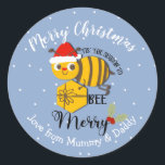 christmas bee honey santa child gift wrapping classic round sticker<br><div class="desc">Stickers ideal to add to your business parcel or postage envelopes designed by The Arty Apples Limited</div>