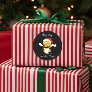 Christmas Bee Singing Bee Merry! Classic Round Sticker