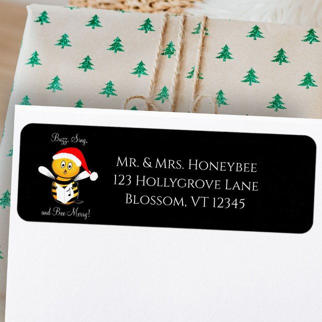 Christmas Bee Singing Bee Merry! Return Address Label (Creator Uploaded)