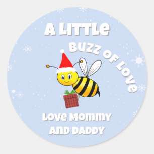 Christmas Bee Wearing Santa's Hat Child  Classic Round Sticker