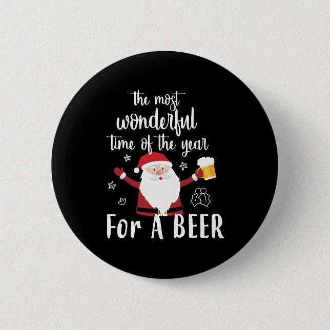 Christmas Beer 6 Cm Round Badge (Front)