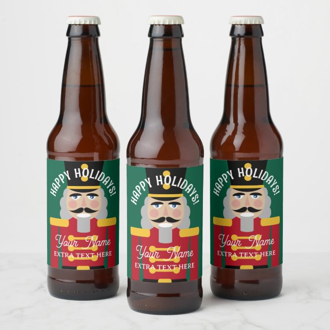 Christmas beer bottle labels with nutcracker print (Bottles)