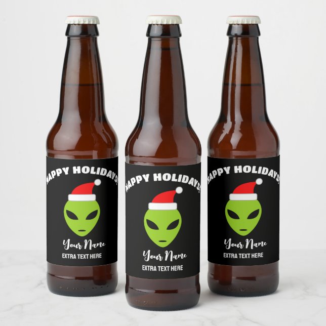 Christmas beer bottle labels with Santa alien (Bottles)