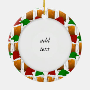 Christmas Beer Cheer Ceramic Ornament