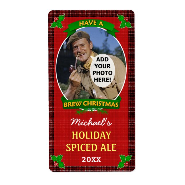 Christmas Beer Custom Photo Red Plaid Homebrewing (Front)