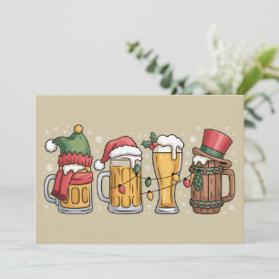 Christmas Beer Drinking Lover Gift Party Spirit  Holiday Card