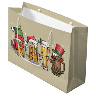 Christmas Beer Drinking Lover Gift Party Spirit Large Gift Bag