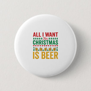 Christmas Beer Funny Holiday Drinking Design 6 Cm Round Badge