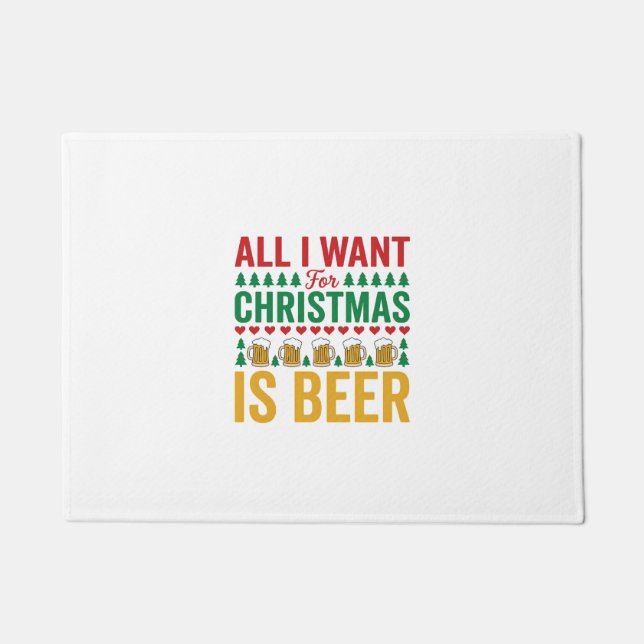 Christmas Beer Funny Holiday Drinking Design Doormat (Front)