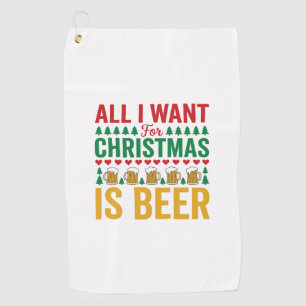 Christmas Beer Funny Holiday Drinking Design Golf Towel