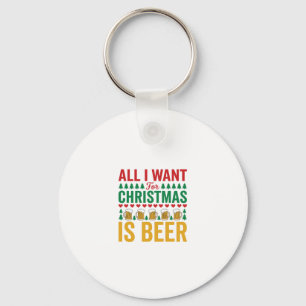Christmas Beer Funny Holiday Drinking Design Key Ring