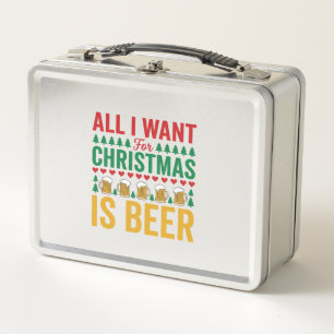 Christmas Beer Funny Holiday Drinking Design Metal Lunch Box