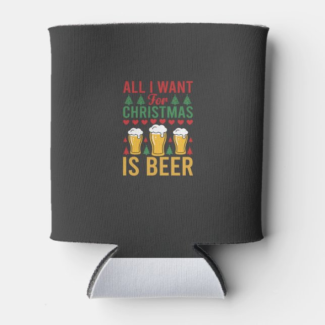 Christmas Beer Holiday Drinking Can Cooler (Front)