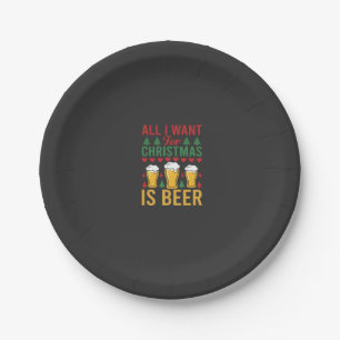 Christmas Beer Holiday Drinking Paper Plate