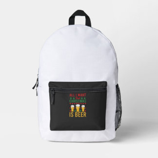 Christmas Beer Holiday Drinking Printed Backpack