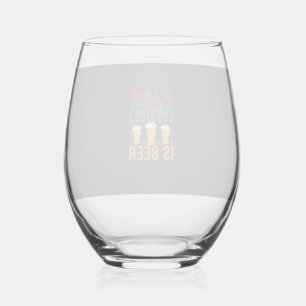 Christmas Beer Holiday Drinking Stemless Wine Glass