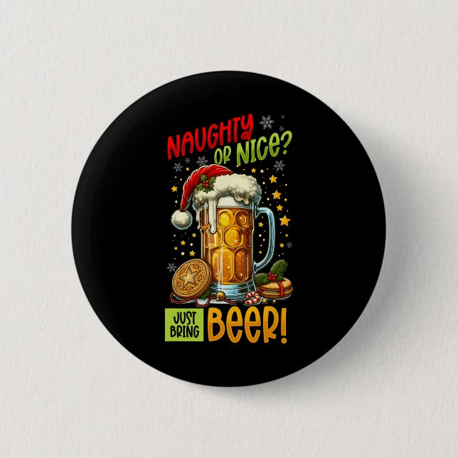 Christmas Beer Lover  6 Cm Round Badge (Front)