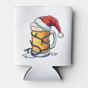 Christmas Beer Wrapped With Xmas Lights Can Cooler