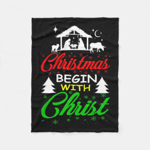 Christmas Begin With Christ Fleece Blanket
