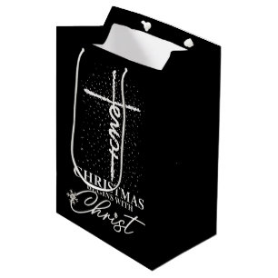 Christmas Begin with Christ Jesus Cross Christian Medium Gift Bag