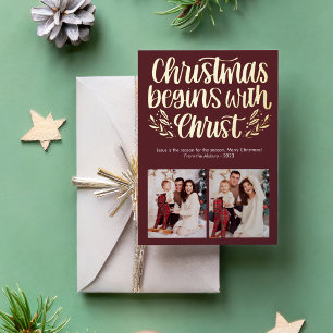 Christmas Begin With Christ Photo Foil Holiday Card